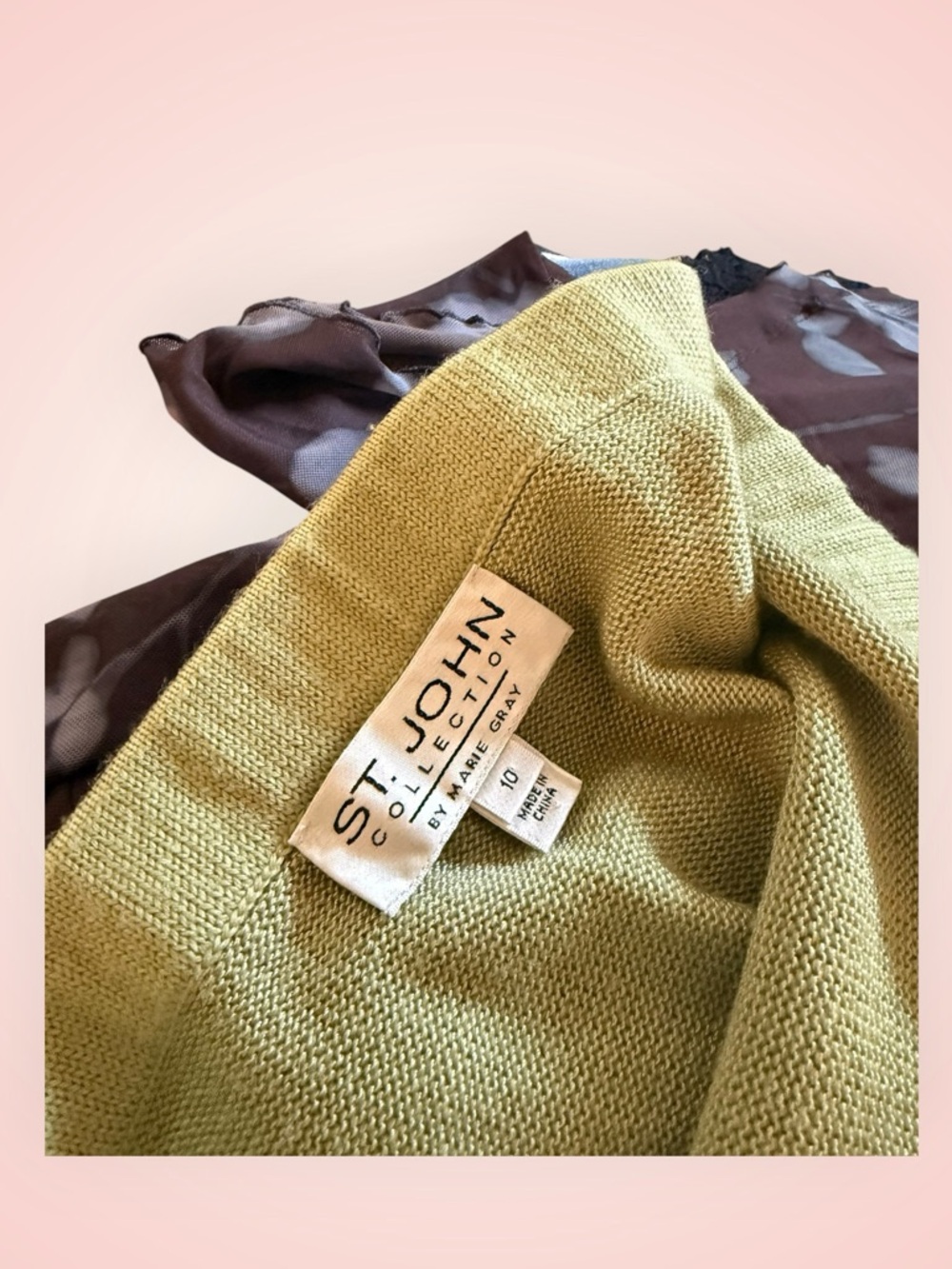 St. John Cream green Knit Midi Skirt sz 10 (A19) - Picture 2 of 4